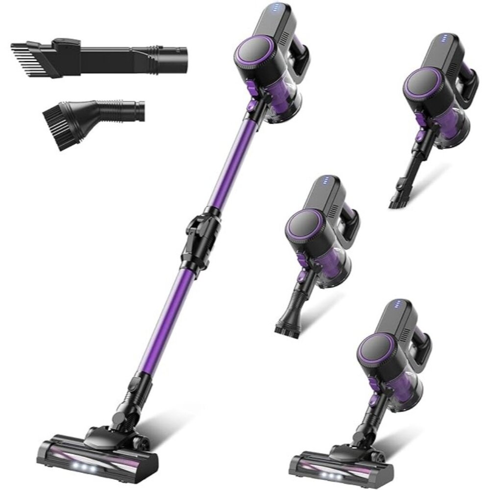 Cordless Vacuum Cleaner – Lightweight, Bendable, 6-in-1! Black & Purple – Free S